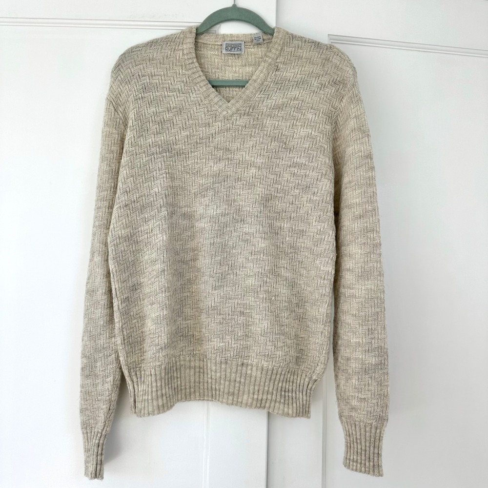 Vintage Gianfranco Ruffini Men's V-Neck Sweater Wool Alpaca Blend Knit‎ small